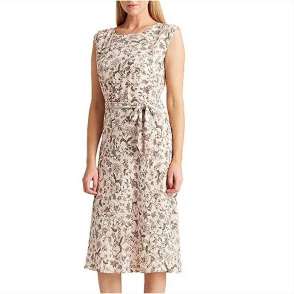 Lauren Ralph Lauren NWT Light Pink Floral Georgette Dress, sz 16W